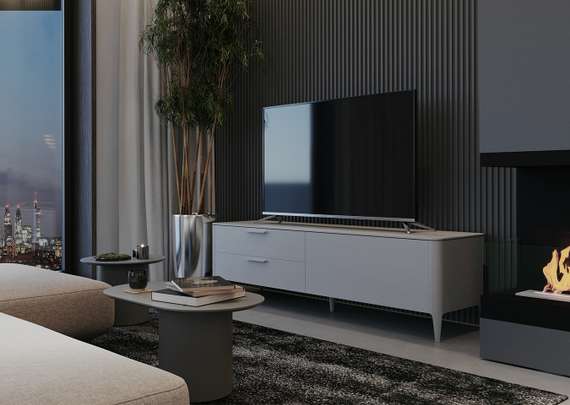 Тумба Type oak под ТВ 2 ящика откидная дверь (серо-бежевый)