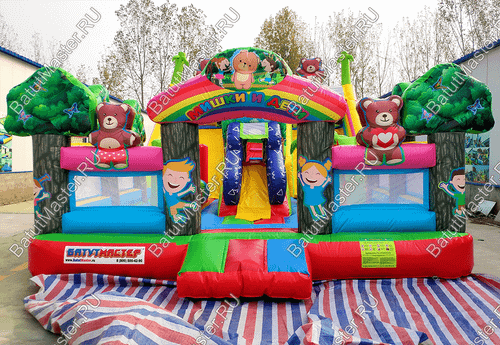 Коммерческий батут "Мишки и дети", размер 10*6*5 м