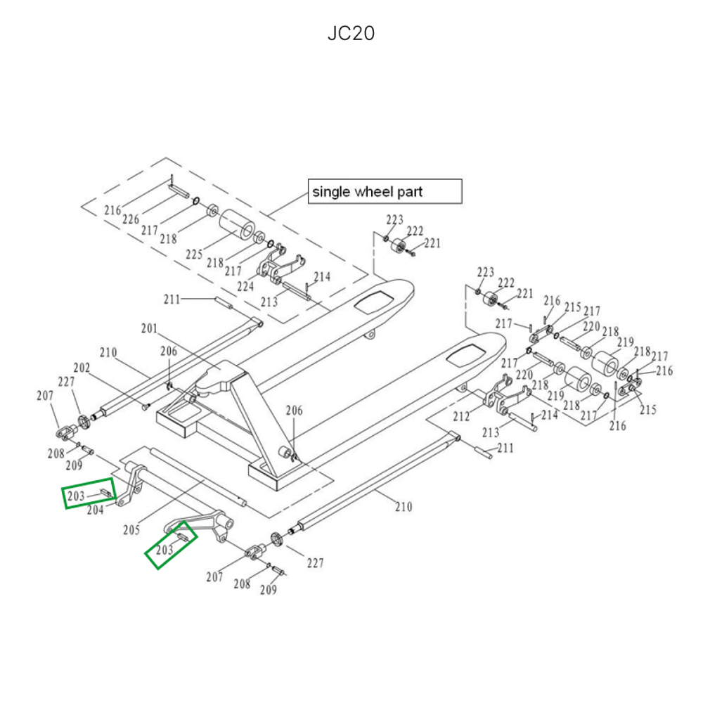 Ось крепления углового рычага к опорной площадке для гидравлических тележек JC20