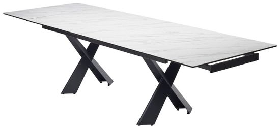 Стол ORISTANO 200 MARBLES KL-99 Белый мрамор матовый, итальянская керамика/ черный каркас