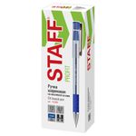 Ручка шариковая масляная с грипом STAFF "Chrome", СИНЯЯ, хромированные детали, узел 0,7 мм, линия письма 0,35 мм, 142983