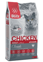 Сухой корм для кошек Blitz Classic Chicken Adult Cats All Breeds, с курицей, 10кг