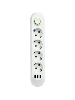 Сетевой фильтр 2 м, 4 розетки, 3 USB