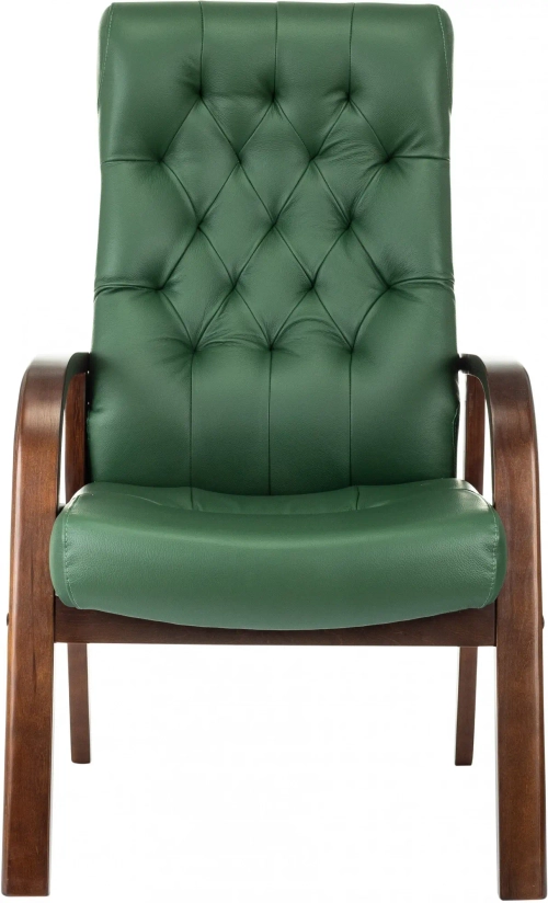 Кресло Бюрократ T-9928WALNUT-CF зеленый кожа на ножках дерево