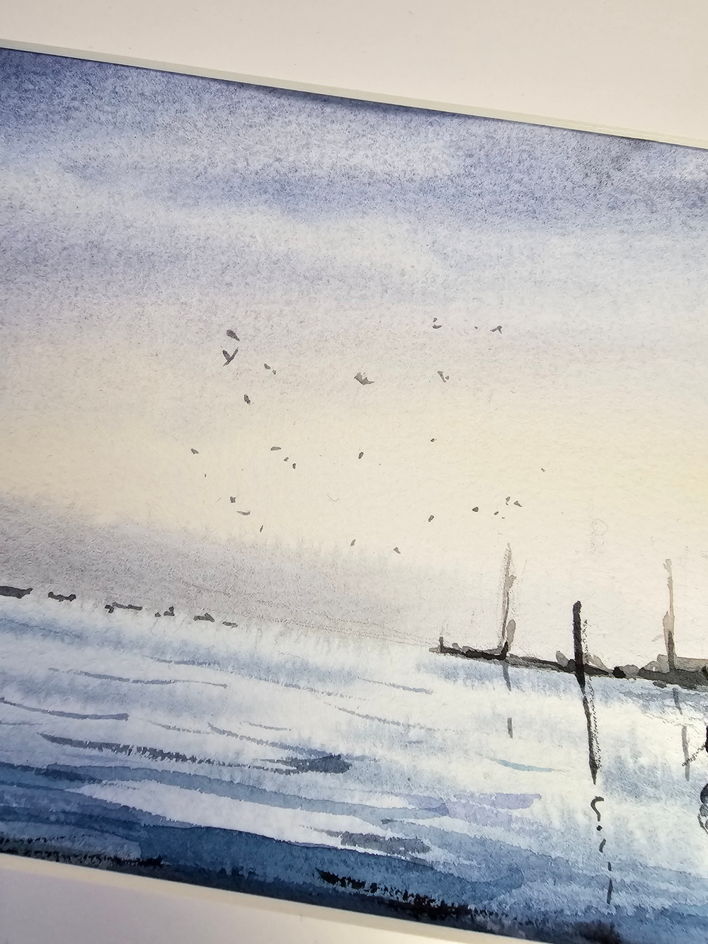 Картина авторская акварельная в раме 20х50 см на стену для интерьера "Гранд-канал"