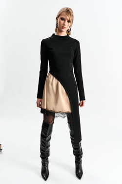 Мини-юбка с кружевом 1264 золото