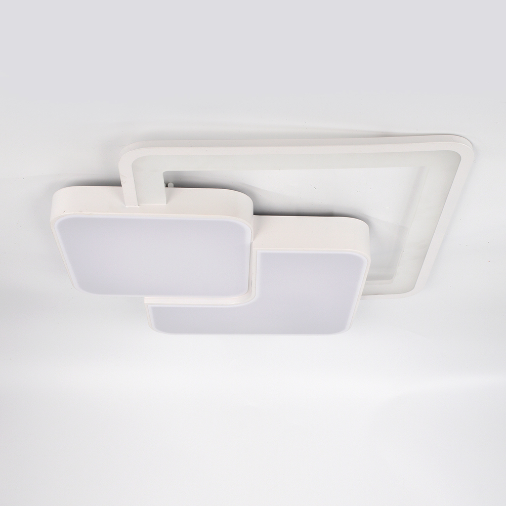 Потолочный светодиодный светильник 91Вт, 5390лм, 3000-6000K, Ra>80, плавная регулировка мощности, изменение цветовой температуры, пульт, металл/акрил, белый