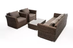 "Капучино" лаунж-зона из искусственного ротанга (гиацинт), цвет коричневый
