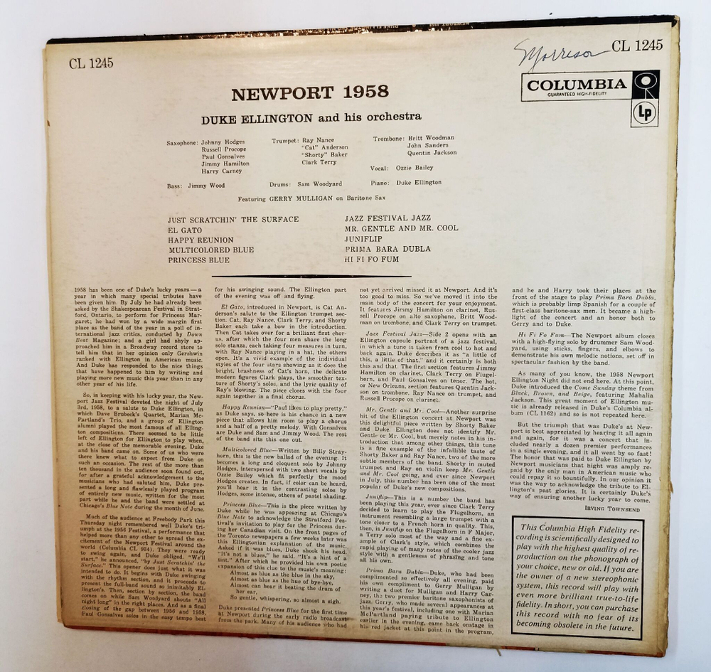 Винтажная виниловая пластинка LP Duke Ellington And His Orchestra Newport 1958 (USA 1958)