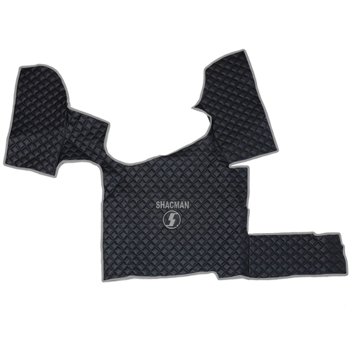Ковры Shacman X-3000 рестайлинг (экокожа, черный, серый кант, серая вышивка)