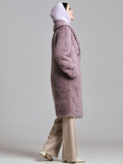 Шуба женская чебурашка тедди эко, сиреневая, SilverFox