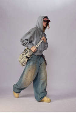 Худи женский Nothomme Monterest vintage washed irregular tie-dye fleece-lined split hoodie