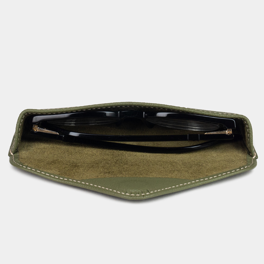 Футляр для очков Vision из кожи сафьяно, цвета хаки