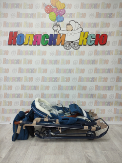 Санки-коляски "Ника детям 7-8K" в елочку синий