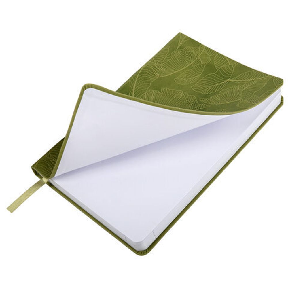 Ежедневник датированный 2025, А5, 138x213 мм, BRAUBERG "Foliage", под кожу гибкий, зеленый, 115854