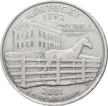 25 центов (1/4 доллара, квотер) 2001 США «Штат Кентукки» (D)