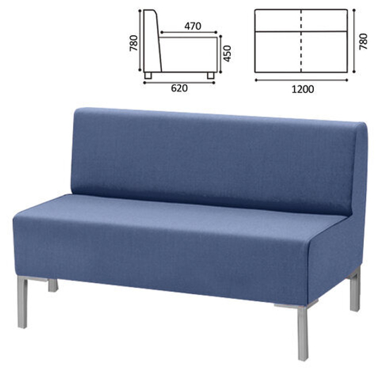 Диван мягкий двухместный "Хост" М-43, 1200х620х780, без подлокотников, экокожа, голубой