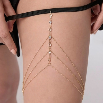 Золотистый аксессуар на бедро с оригинальным дизайном (Размер: S-M) (Цвет: золотистый)