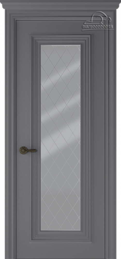 Дверь Палаццо 1 / Цвет Эмаль графит / Мателюкс белый витраж / Двери Belwooddoors