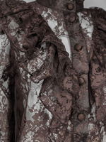 Блузка AYA collection однотонная кружевная на пуговицах с рюшами