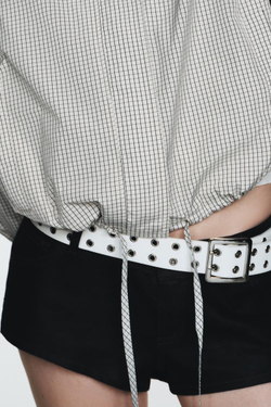 ZARA КУРТКА ИЗ НЕЙЛОНА В КЛЕТКУ, БЕЛЫЙ/ЧЕРНЫЙ