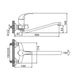 Смеситель для ванны и раковины 40к F2229 FRAP (S-излив, хром, латунь)
