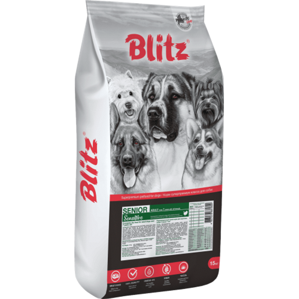 Blitz Sensitive Senior Dog All Breeds 15 кг.