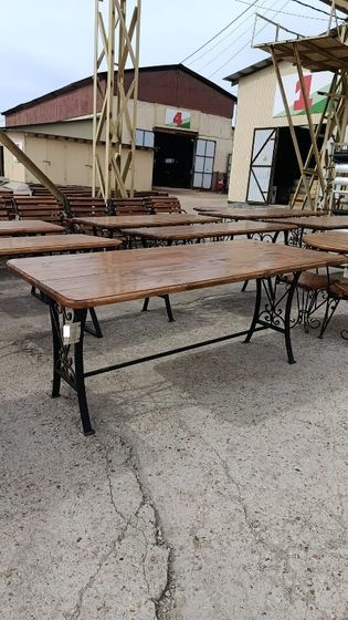 Стол кованый прямой длина 2м х 0,95 ОВАЛ