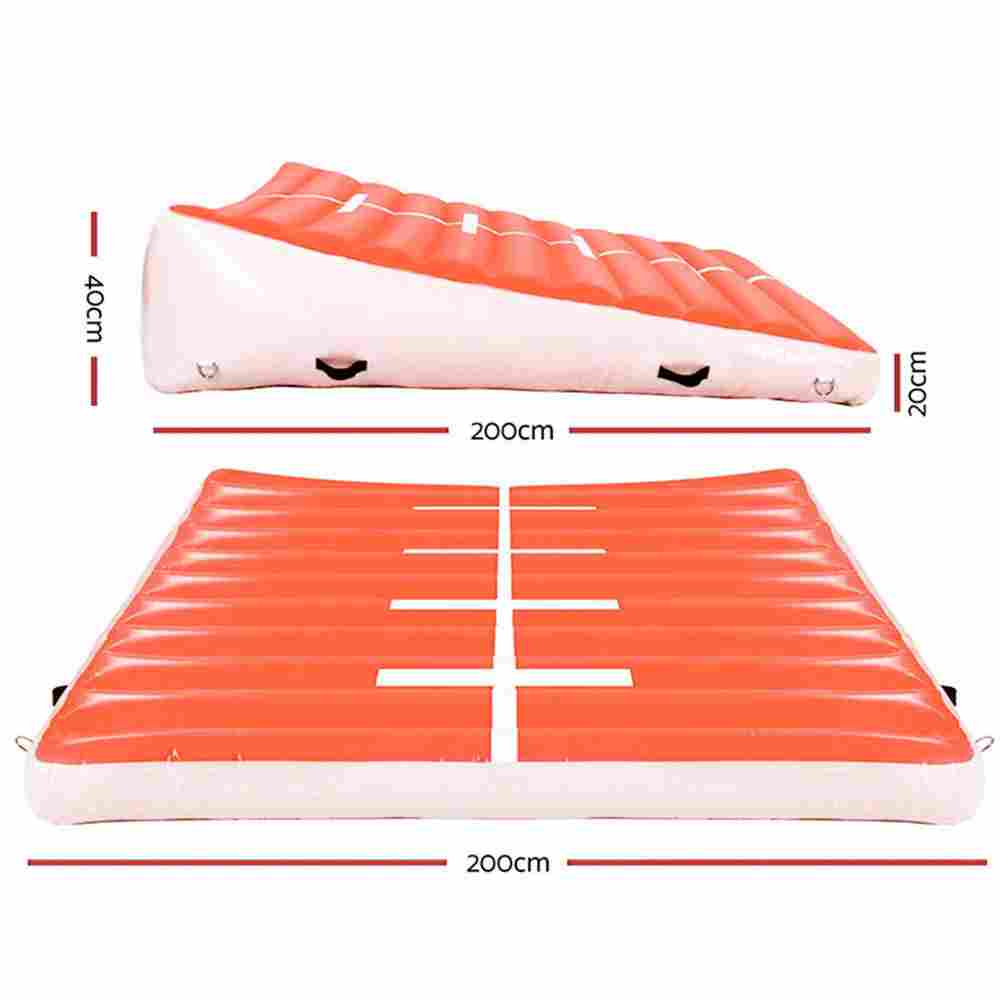 Надувной гимнастический мат-коврик «Старт» для занятий 2×2×0,4 м, красный