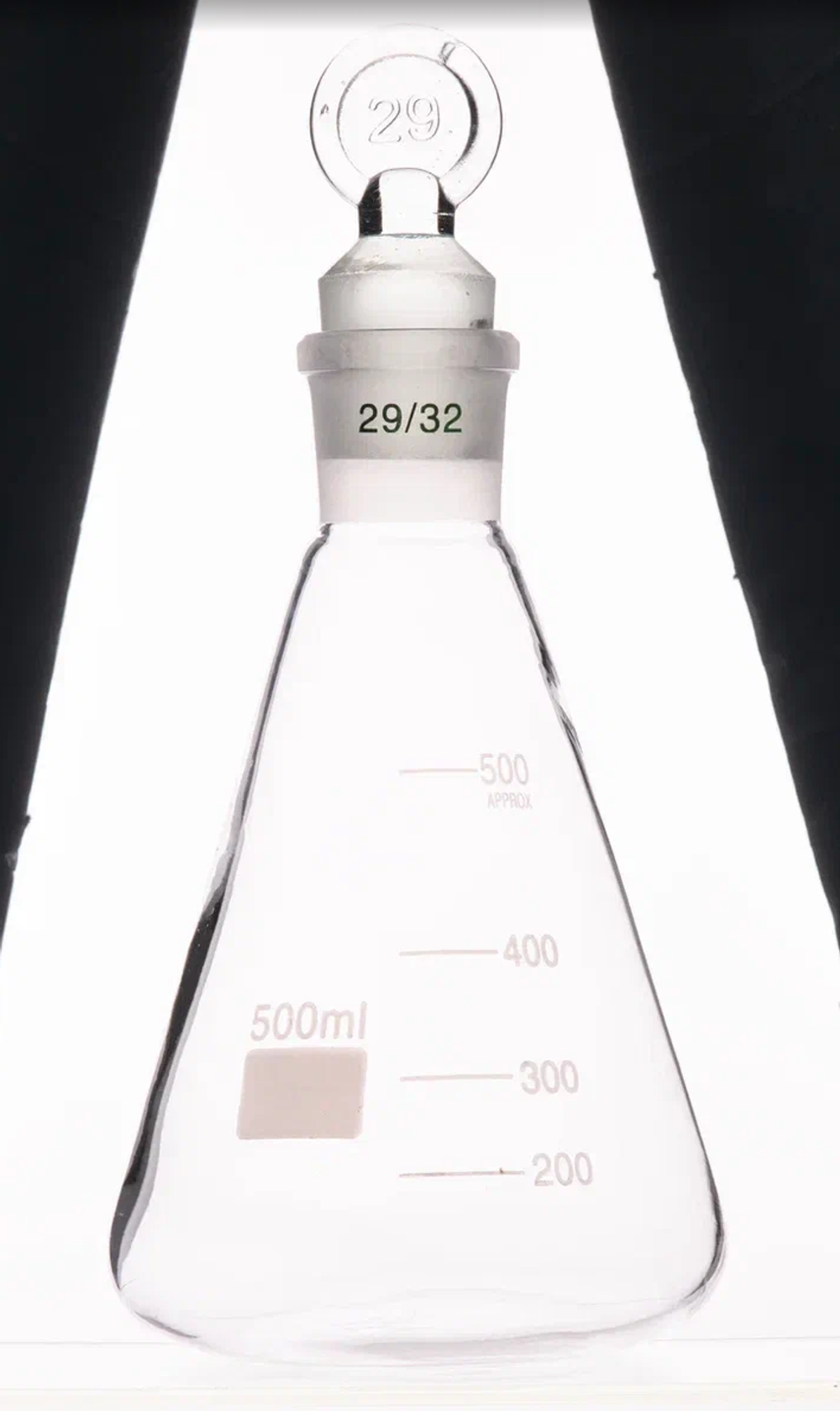 Колба коническая, 500 мл, шлиф 29/32, со стеклянной пробкой (Эрленмейера)