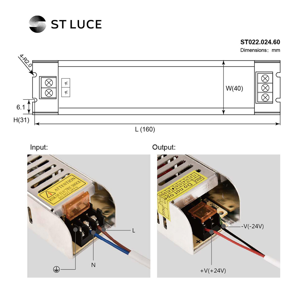 ST022.024.60 Блок питания для светодиодной ленты ST-Luce