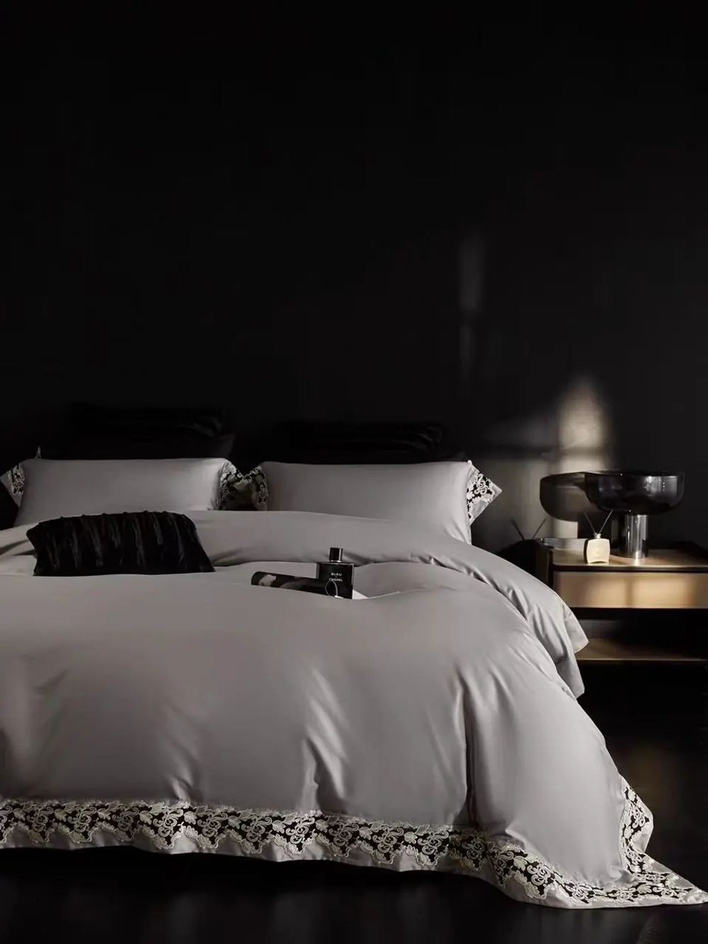 Постельное белье 2 спальное евро La Perla Icon серое