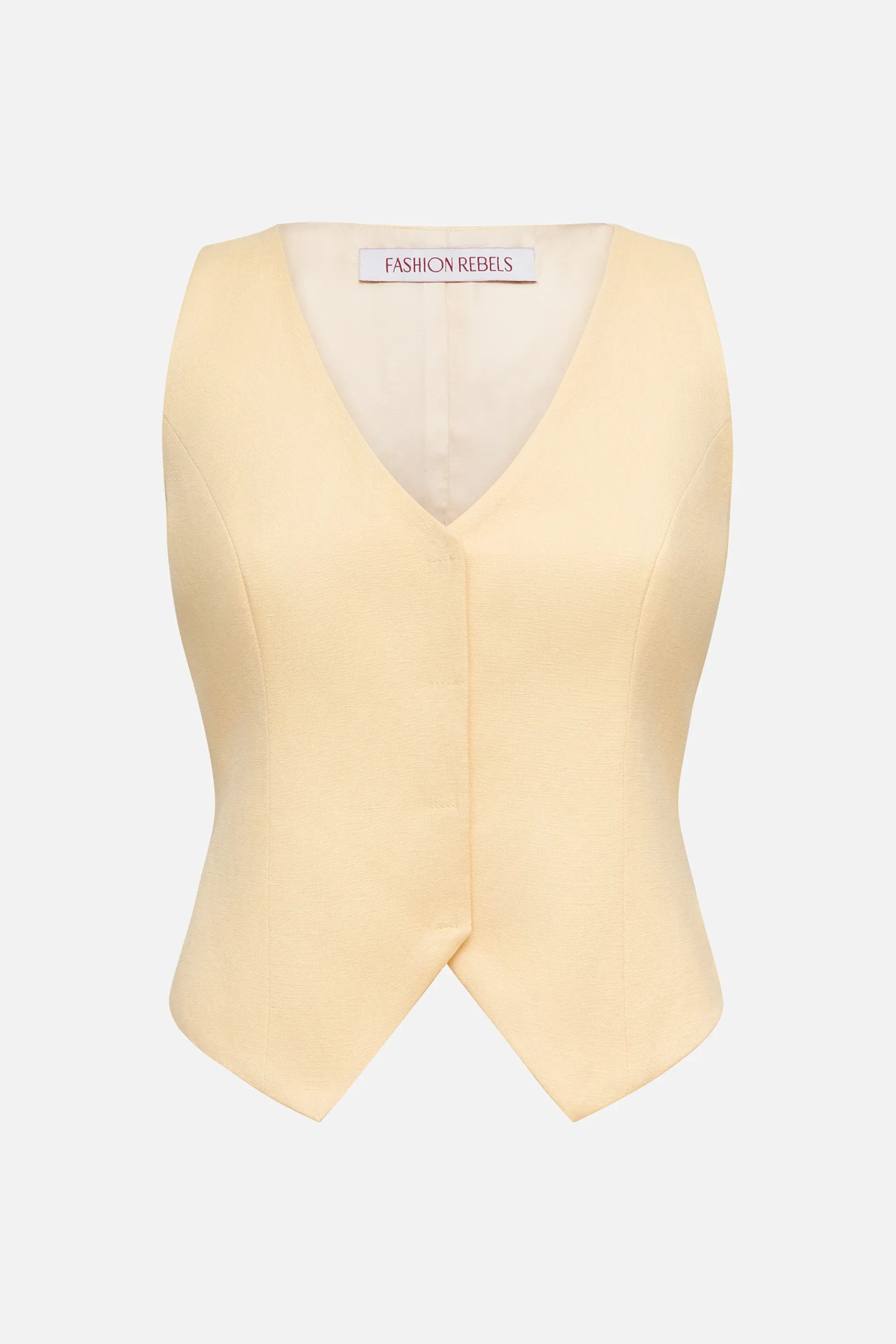 Льняной приталенный жилет