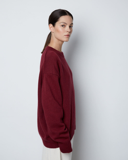 Джемпер из смесового кашемира с круглым вырезом бордо