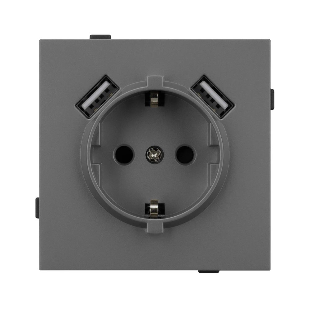 Механизм розетки с USB зарядкой SCT-TENDO-MUAA-SFPL-GR (230V, 16A) (Arlight, Матовый графитовый) 054605