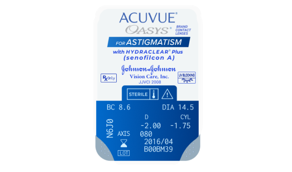 ACUVUE OASYS for ASTIGMATISM with Hydraclear Plus Цилиндр -1.75 (Акувью Оазис для астигматизма) 6 линз