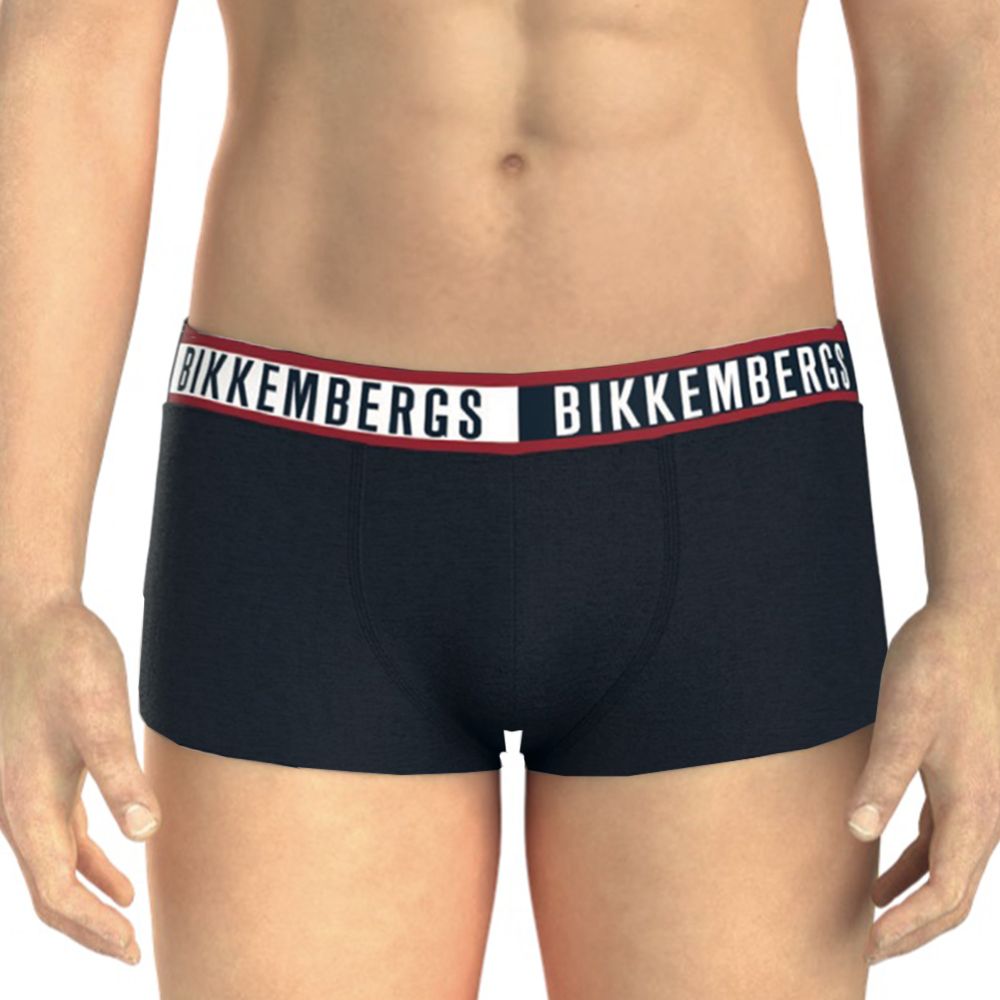 Мужские трусы боксеры темно-синие набор 3в1 Bikkembergs TWICE BKK52UTR29TR