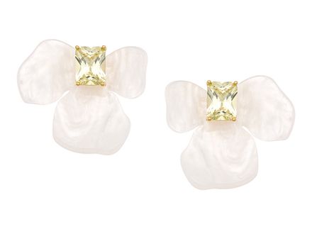 Серьги-гвоздики "Орхидея-Сitrine" 26,7мм (зеркальные, цвет золото)