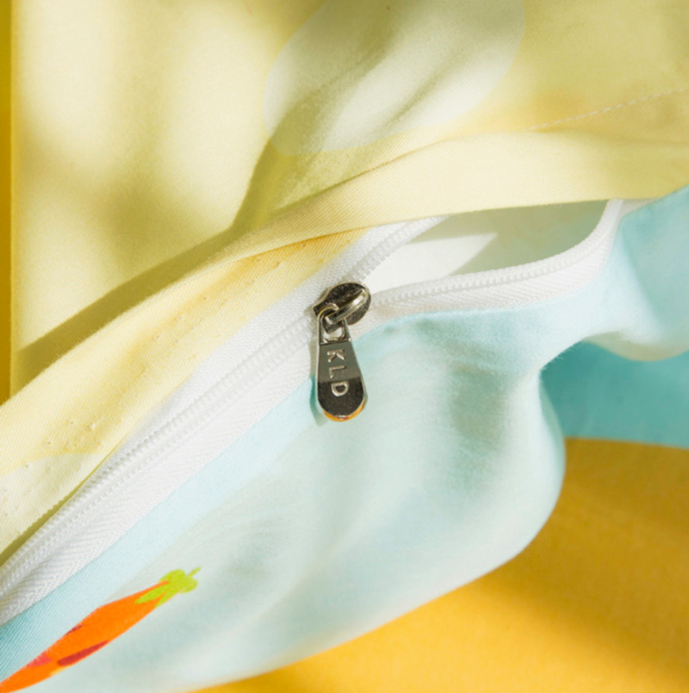 Постельное белье 1.5 Полуторка Сатин Детское Зайка с морковкой