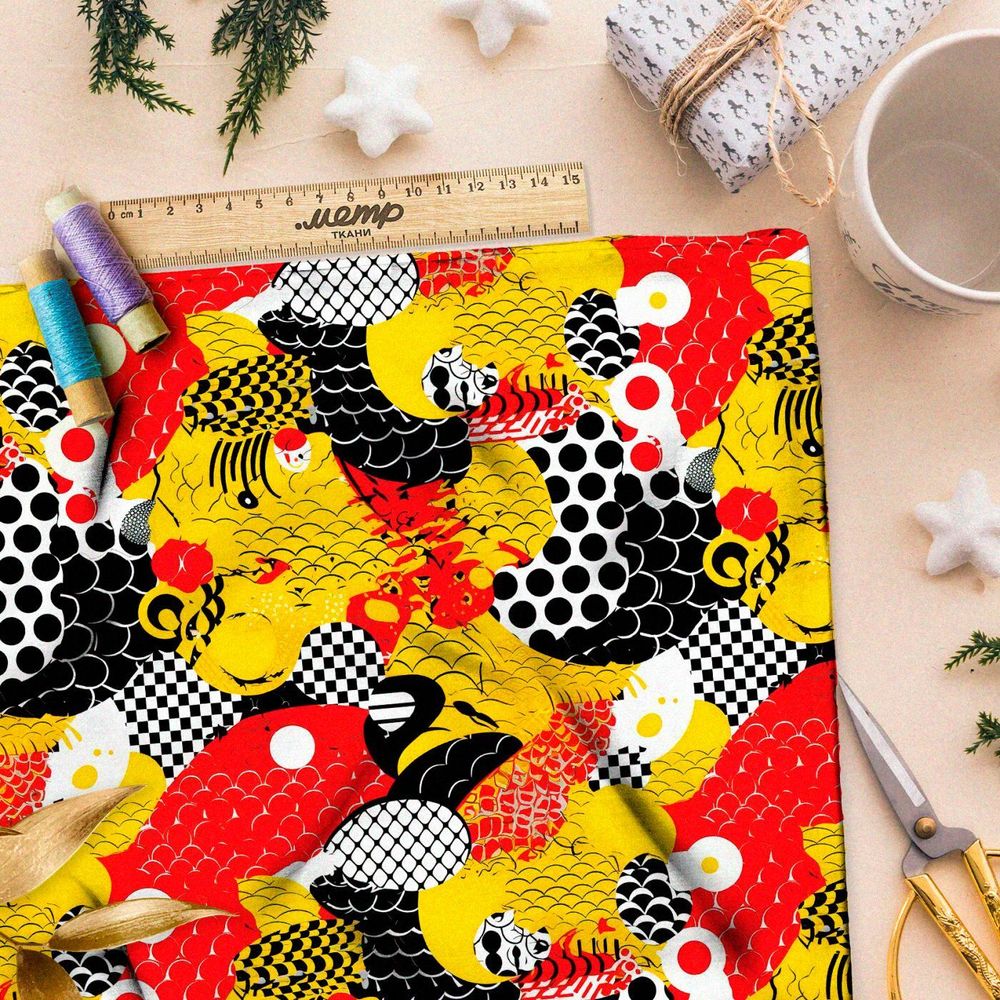 Ткань премиум сатин кристальные отблески заката