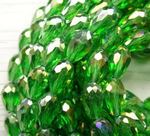 БК010ДС118 Хрустальные бусины-капли, цвет: зеленый AB прозрачн., размер 11х8 мм, кол-во: 15 шт.