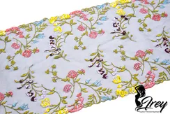 05-71 Вышивка на неэластичной сетке, 20 см, черный, полевые цветы Black