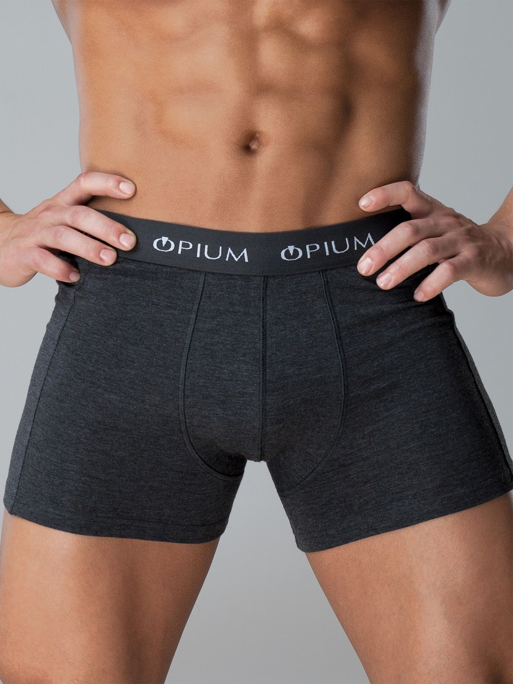 Мужские трусы-боксеры из меланжевой ткани (Размер: S) (Цвет: темно-серый)