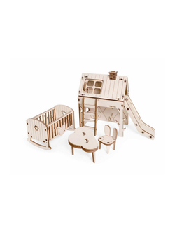 Деревянный конструктор Lemmo МОДЕЛЬ "НАБОР МЕБЕЛИ ДЕТСКАЯ", 155 деталей