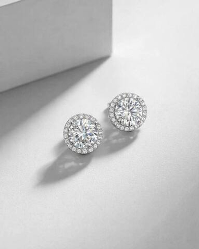 Круглые серьги - пусеты "DIVA" с цирконием