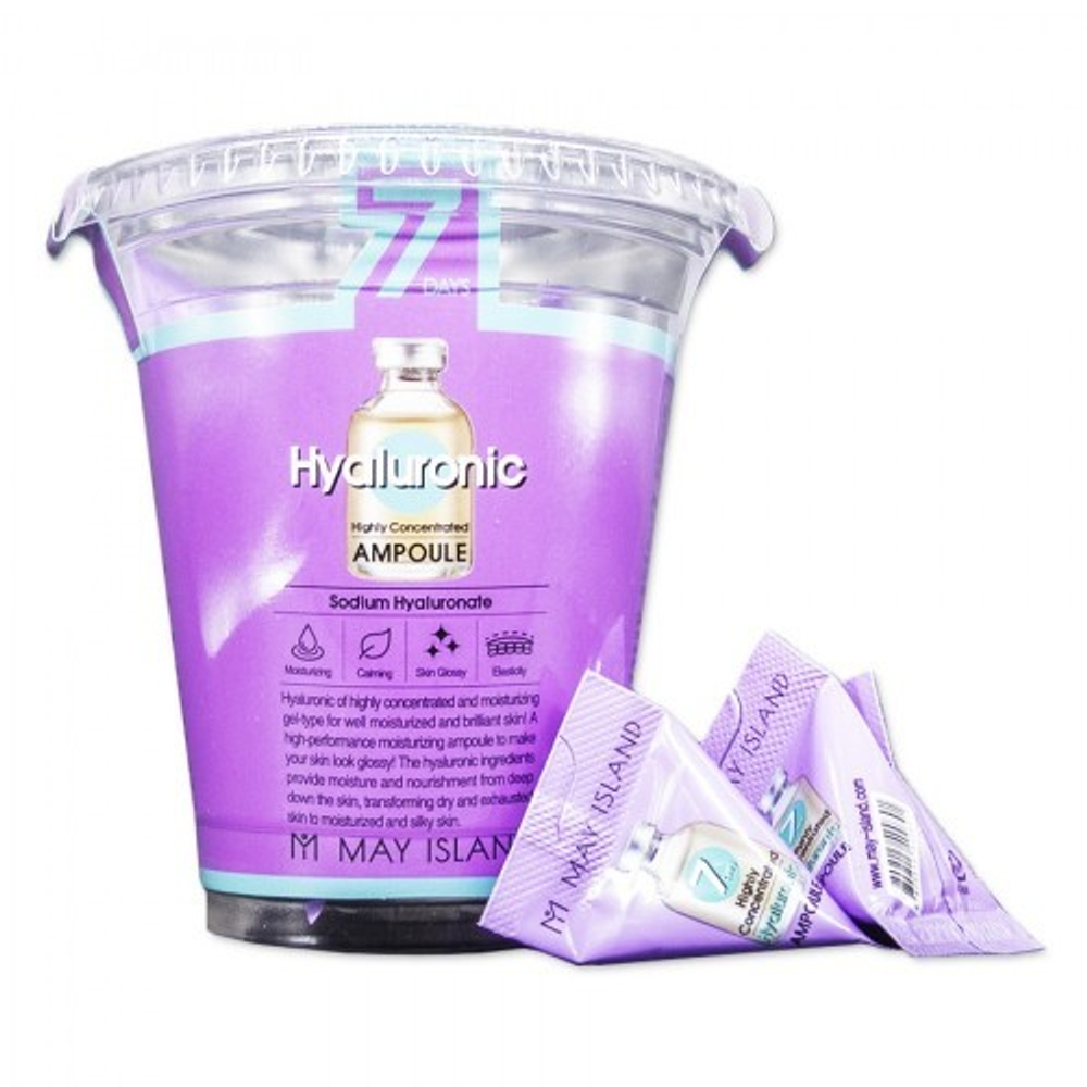 Высококонцентрированная ампульная сыворотка с гиалуроновой кислотой May Island 7-Days Hyaluronic Secret Highly Concentrated Ampoule 3x12шт