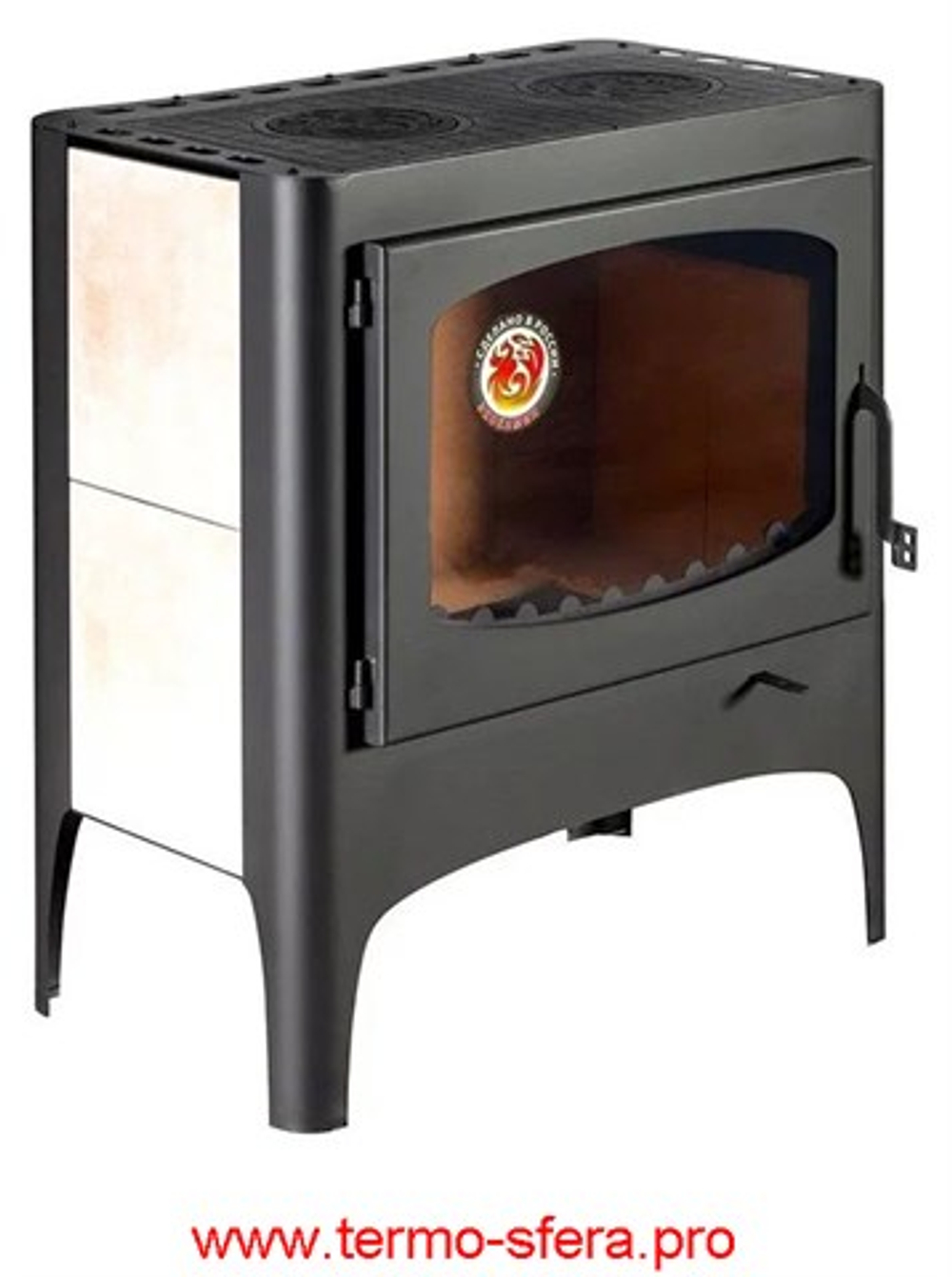 Печь-камин БАВАРИЯ ЭКО с плитой две конфорки