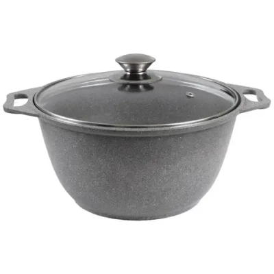 Кастрюля 3л со стеклянной крышкой светлый мрамор КМ-кмс32а