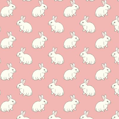 Белый кролик на розовом фоне