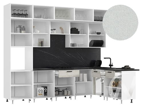 Кухня Рио NEW ЛДСП 3;0х1;8м (белый/дуб крафт белый/антарес) Компоновка №5